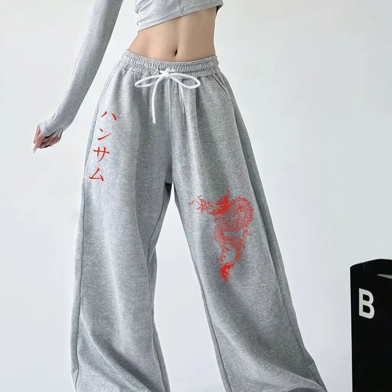 Unisex Herbst Winter 3D-Druck Schwarz Rot Splatter Haremshose Warme Jogginghose mit Tiefsitzendem Schritt und Kordelzug – Detail 3