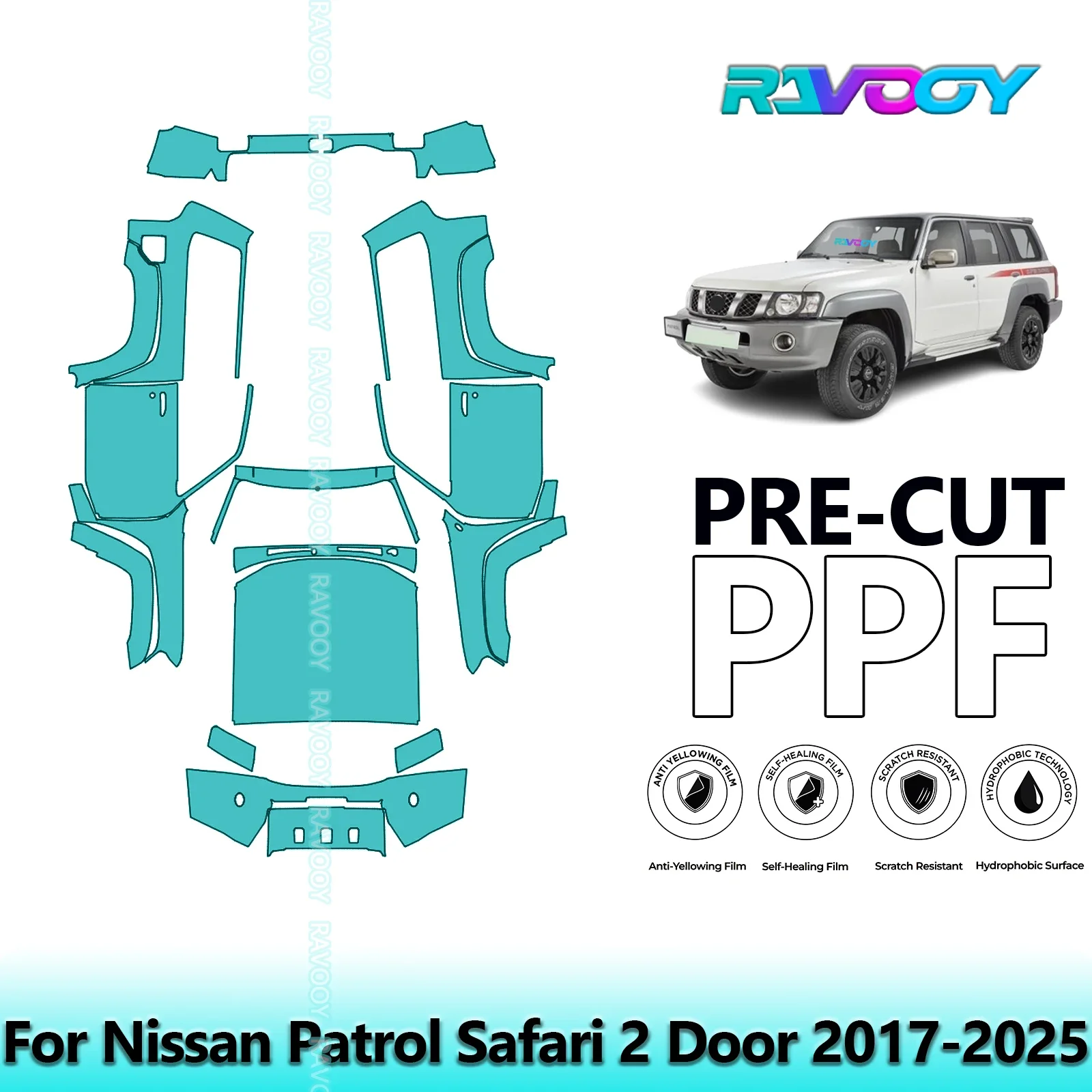 For Nissan Patrol Safari 2Dr 2017-2026 8.5Mil Pre-Cut Paint Protection Film Stone Chip Kit Clear/Matte/Black Full Exterior Body