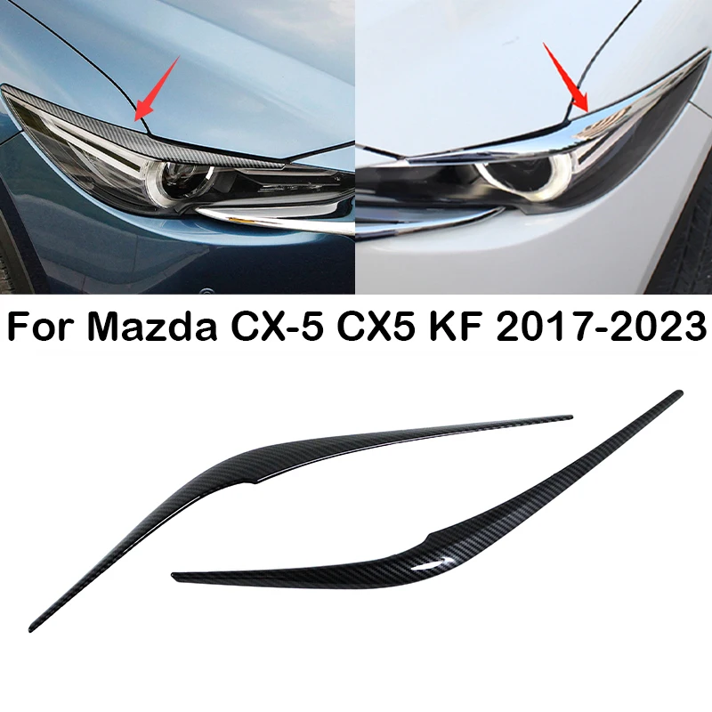 

Carbon Fiber ABS Car Headlight Eyebrow Cover Trim Head Lamp Eyelid Strip Exterior Accessories For Mazda CX-5 CX5 KF 2017-2023