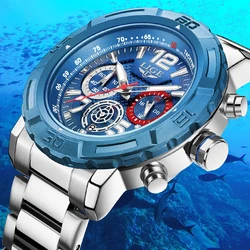 LIGE Fashion Luxury Watch for Men Top Brand Big Dial Waterproof Quartz Men's Watches Stainless Band Calendar Clocks Wristwatches