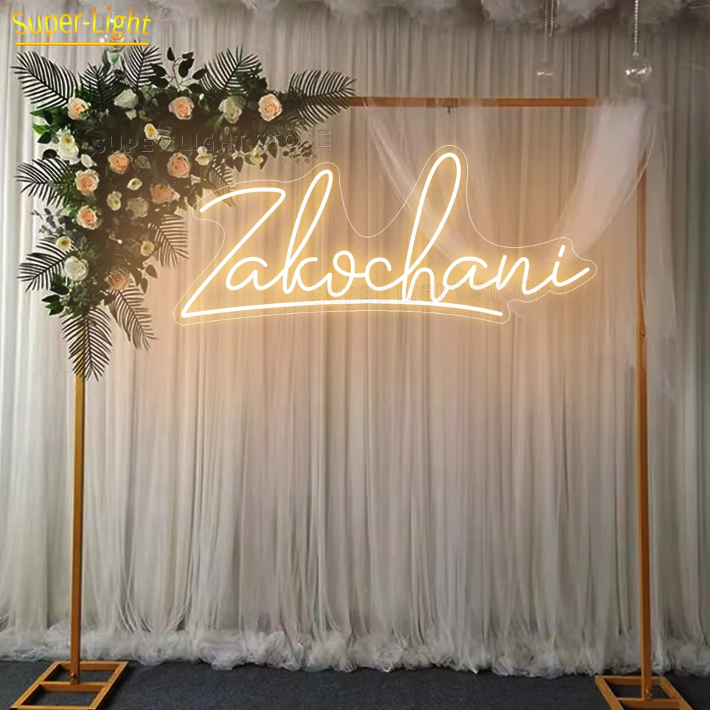 Letrero grande de 75x32cm Zakochani LED neón para amantes, luz de neón personalizada para boda, sala de cumpleaños, decoración del hogar, letrero de