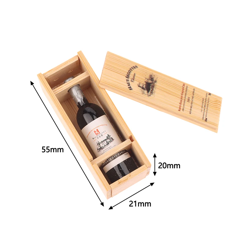 1 セットドールハウスミニチュアシミュレーション赤ワインボックスモデル食品アクセサリードールハウスの装飾子供のふり遊びおもちゃ