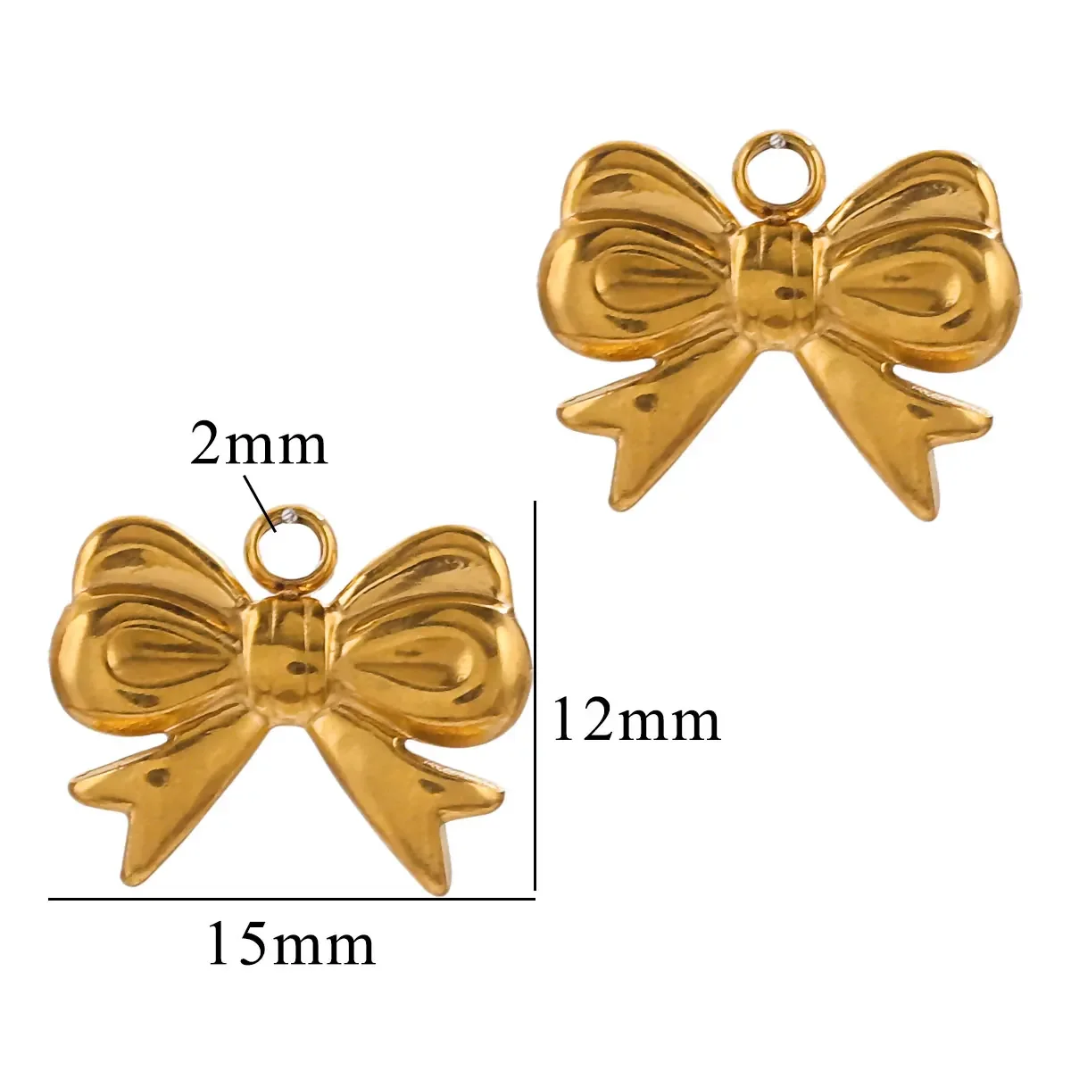 5pcs Stainless Steel Bow Waterproof Gold Charm