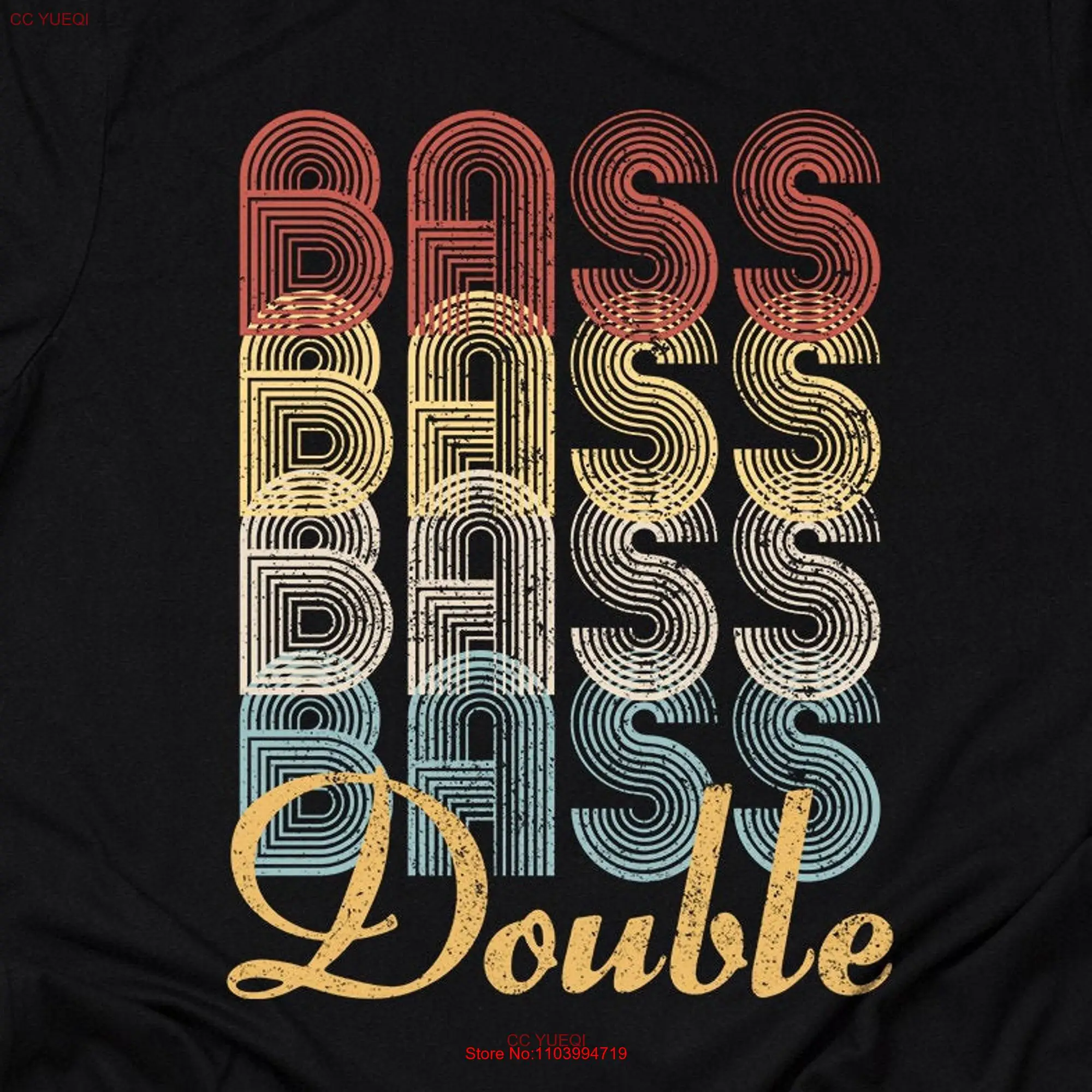 Retro Double Bass T Shirt for Player Vintage Upright Contrabass Adults Youth long or short sleeves