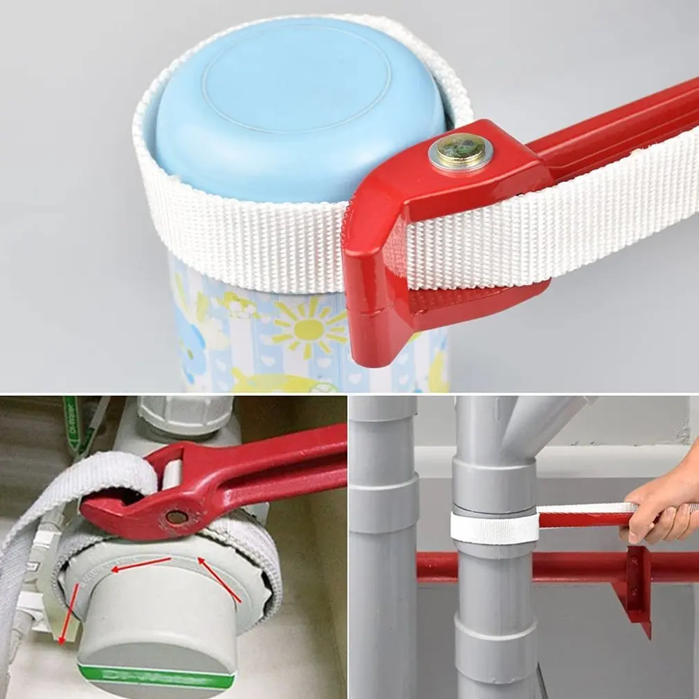 Imagem -02 - Chave Universal de Alumínio Cinto de Náilon Filtro Chave Ajustável Alça de Náilon Não Deslizamento Lidar com Aperto Firme Fácil Uso Alavanca Ferramentas Manuais