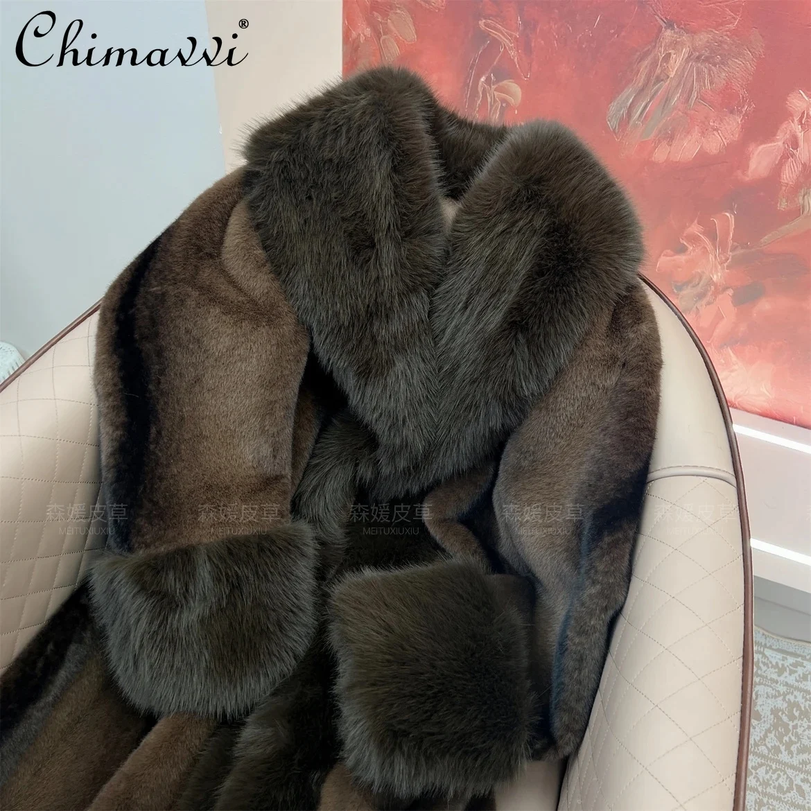 2024 Winter New Women\'s Luxury High-end Imitation Mink Coat Fashion Loose Warm Long-sleeved Temperament Thickened Long Fur Coat