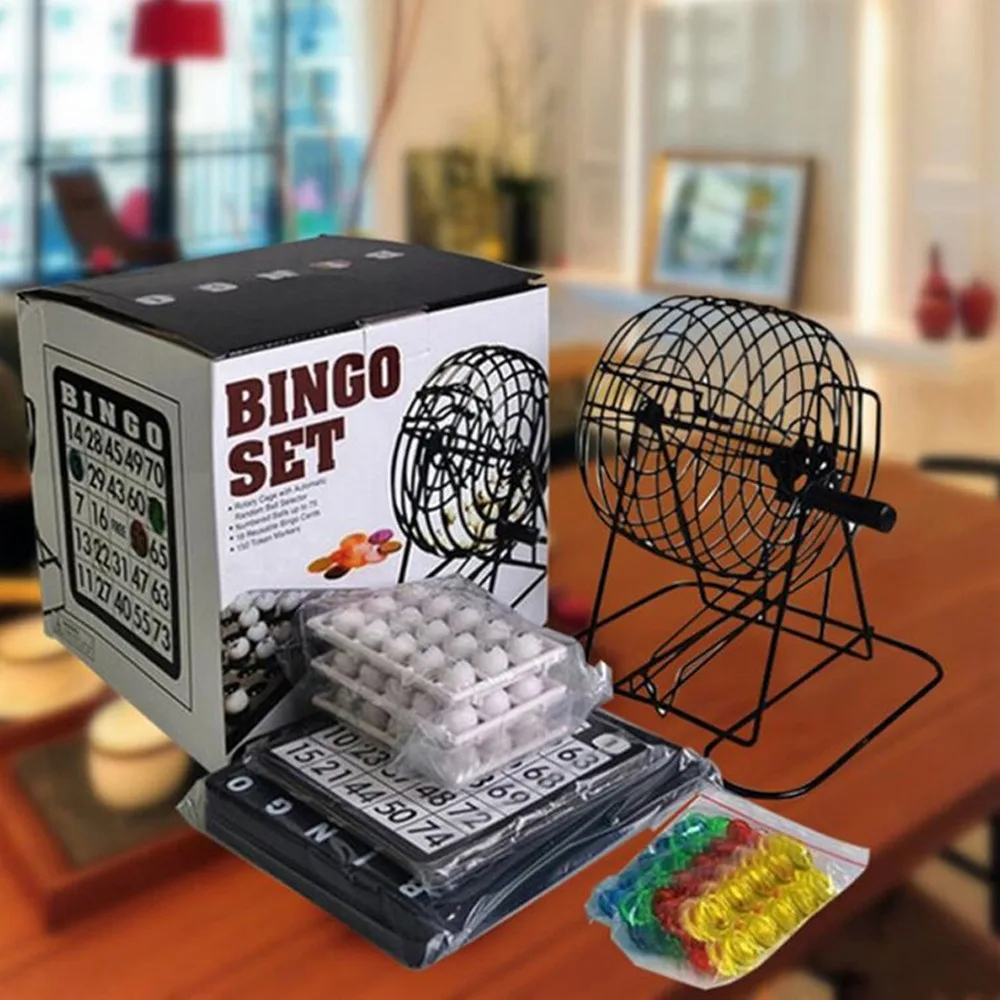 

Game Set 6 Inch Bingo Machine Manual Operated Hand Crank Lucky Draw Game 75 Balls Portable Game Prop Party Gathering