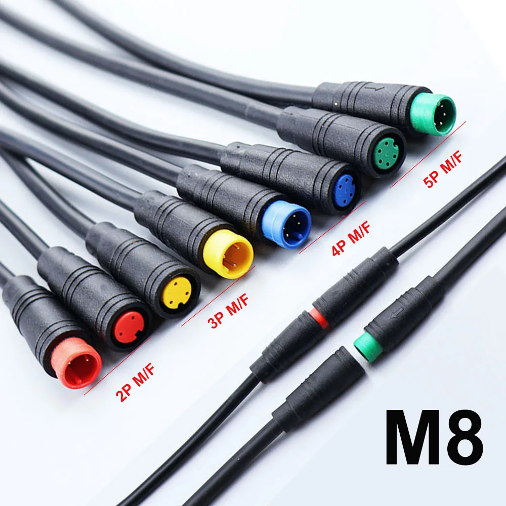 1 Piece M8 Core Female Male Julet Electric Ebike Butt Plug Connector Cable 2/3/4/5/Pin Signal Sensor Waterproof Scooter Wire