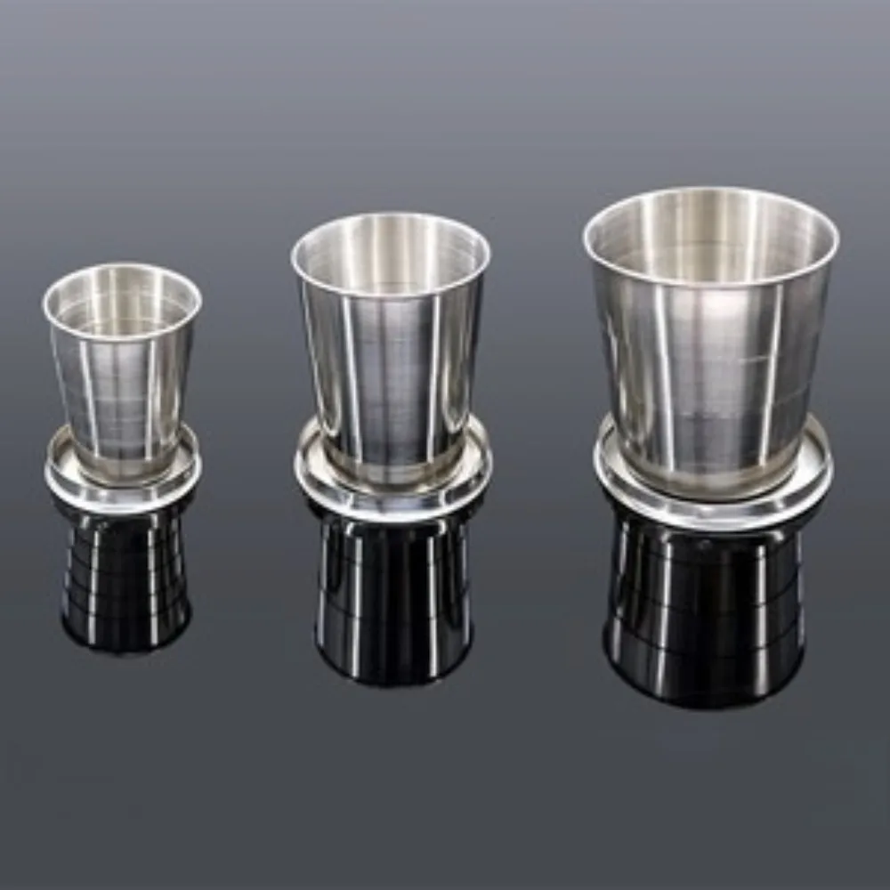 Stainless Steel Folding Cup 250ML Camping Squeeze Cup with Keychain Retractable Outdoor Travel Easy To Carry Metal Water Cup