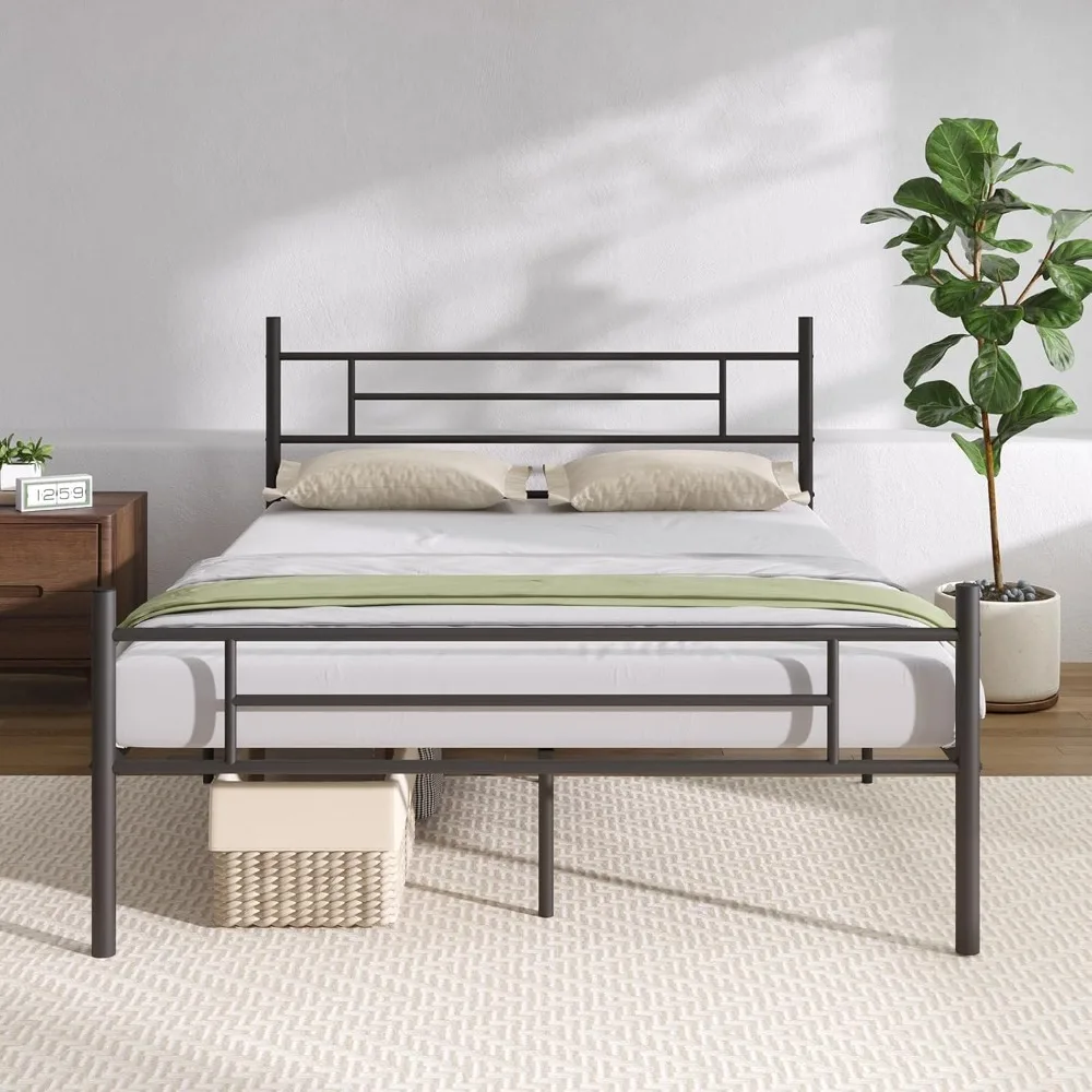 

Bed Frame with Headboard and Footboard,14 Inch Metal Platform Bed Frame,Under Bed Storage,Strong Metal Slats Support