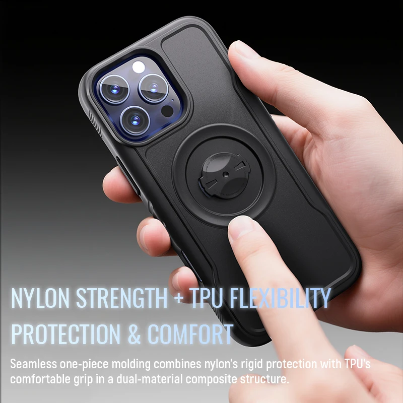 Do etui na telefon do montażu rowerowego Garmin. Odporne na wstrząsy etui do iPhone 16 Pro Max, 15 Pro, 14 Max, kompatybilne ze wszystkimi uchwytami GPS do rowerów Garmin. — zdjęcie produktu 6