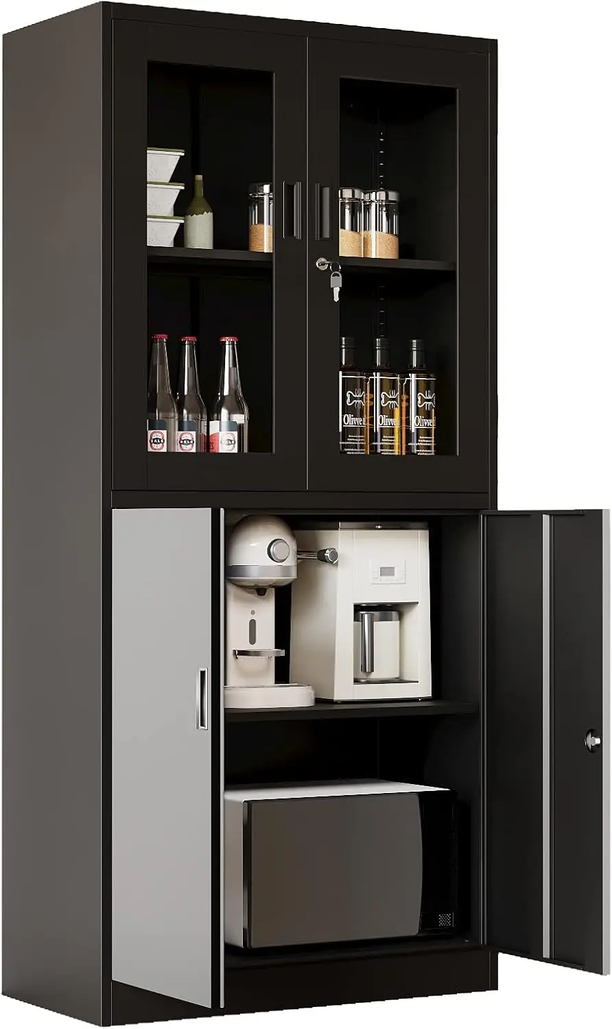 Yizosh Metal Storage Cabinet with Glass Doors 71