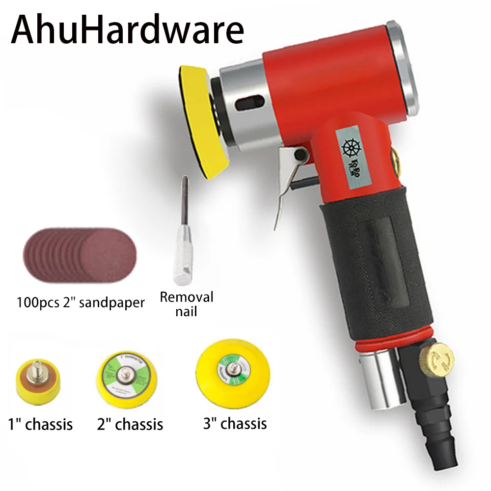 AhuHardware 2/3inch Air Sander Mini Pneumatic Grinding Machine for Car Polishing High Speed Air Powered Sanding Polisher