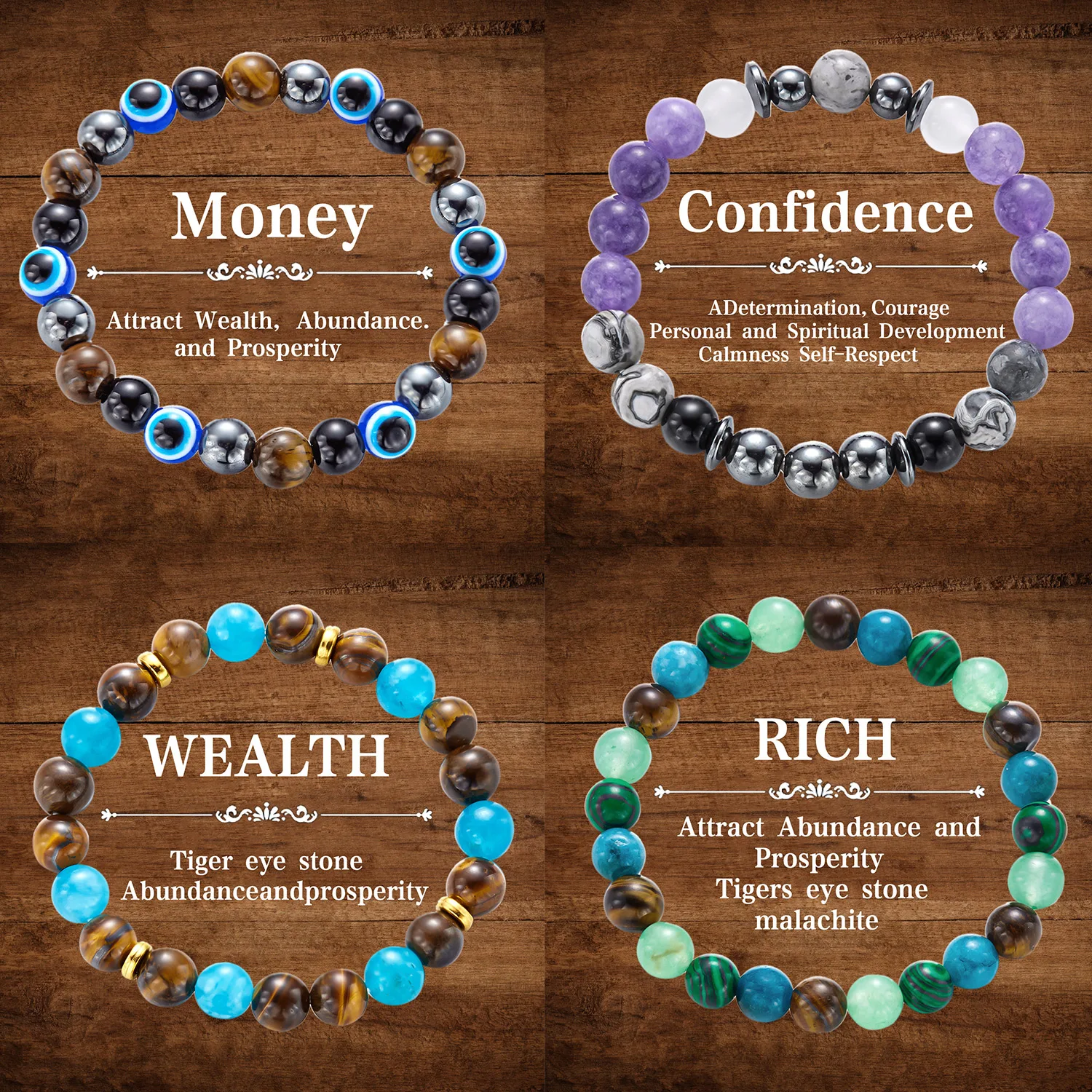 Bracelet en pierre naturelle pour hommes et femmes, Protection énergétique, bonne chance, richesse, œil de tigre, élastique perlé, bijoux de méditation Yogo, cadeau