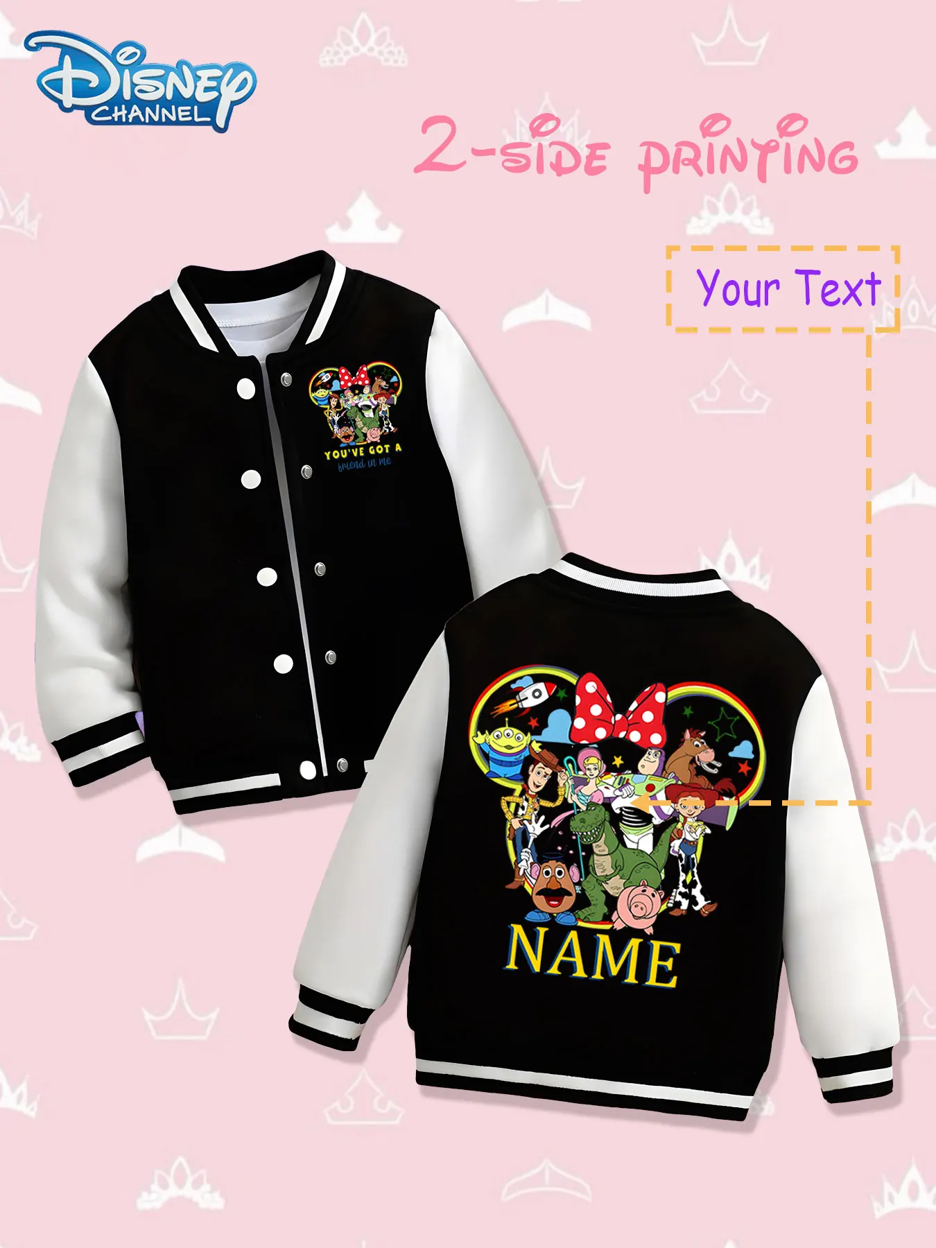 

MINISO Disney Toy Story Kids Baseball Jacket - The front and back are decorated with Toy Story characters, and the colors are ri