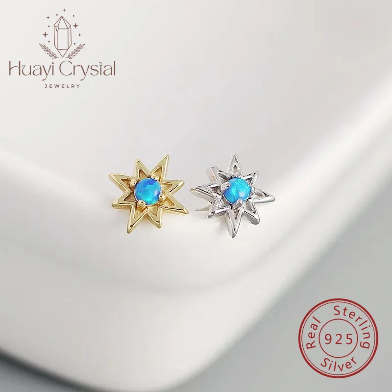 

Entry Lux S925 Серебряные позолоченные опаловые серьги-гвоздики со звездами, свежие милые серьги, нежные украшения для ушей для женщин