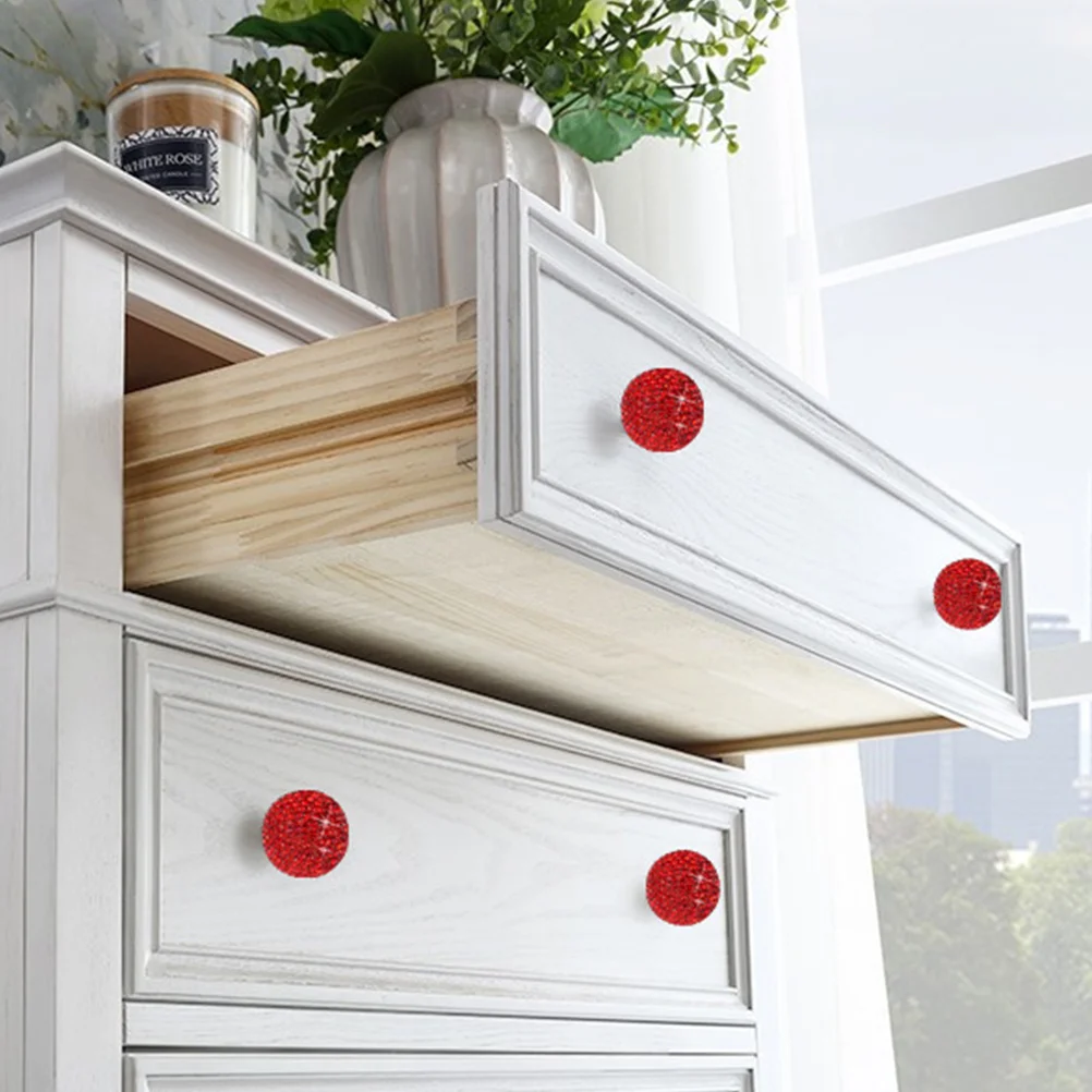 

1Set Metal Round Drawer Pull Handle Stainless Steel Cabinet Knob with Rhinestone Inlay for Wardrobe Drawer Chest Easy