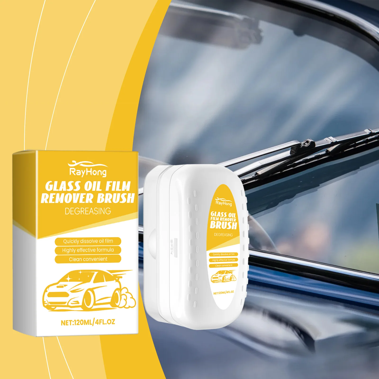سيارة الزجاج النفط فيلم مزيل زجاج السيارة الأمامي الأنظف الأوساخ البقع إزالة قوية الزجاج تنظيف الإسفنج فرشاة أدوات تفصيل السيارات