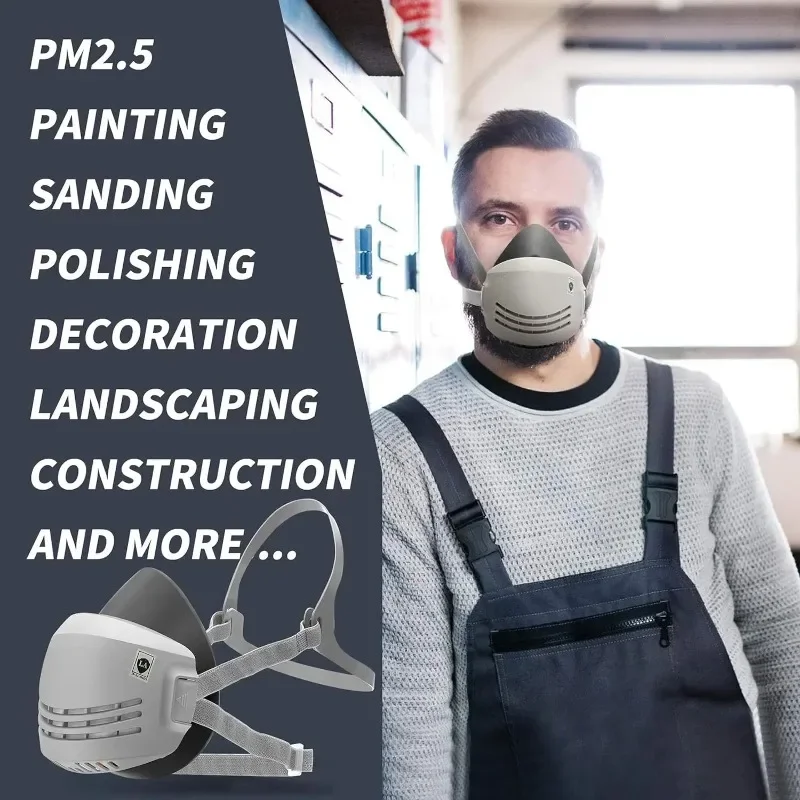 

Dust Mask +20pcs Filter Cotton Respirator Half Face Dust-proof Mask Anti Industrial Construction Dust Haze Fog Safety Gas Mask