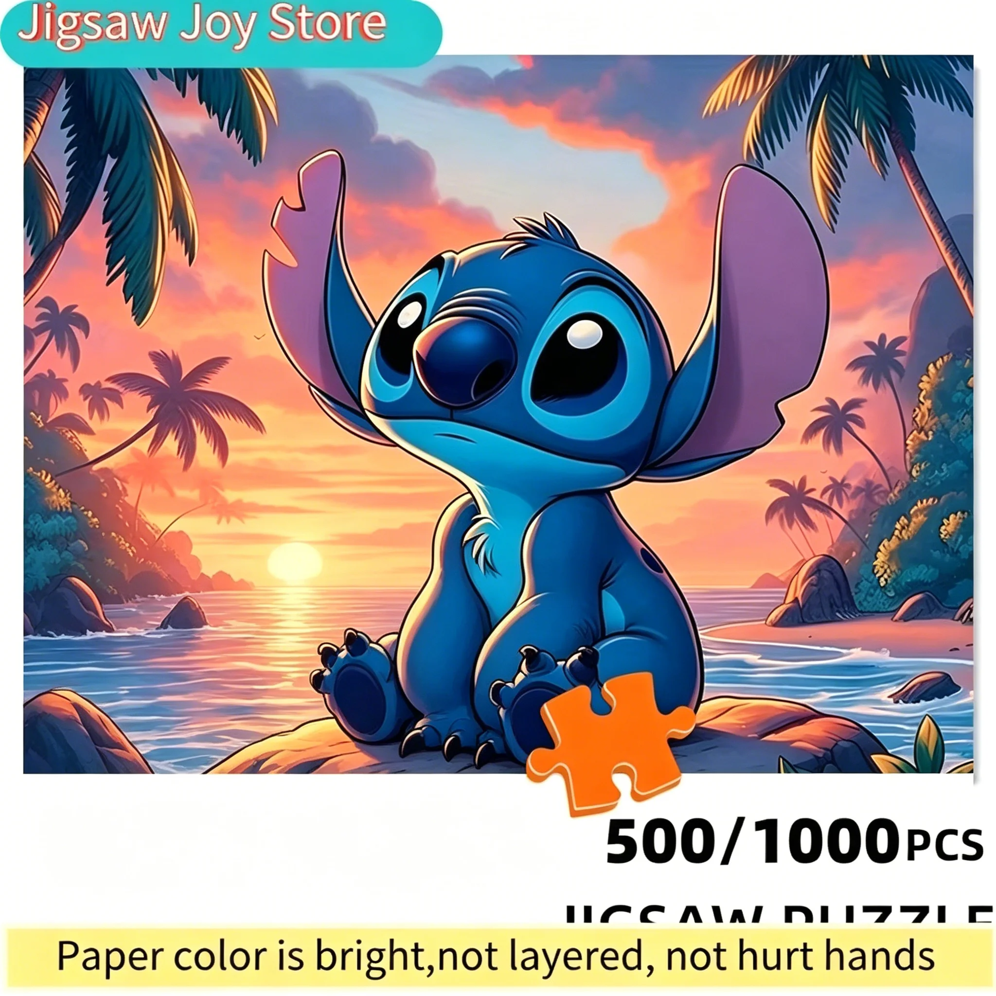 

Пазл Stitch Sunset Beach — яркий мультяшный дизайн, прочный белый картон, идеально подходит для взрослых и семейного досуга, улучшает настроение