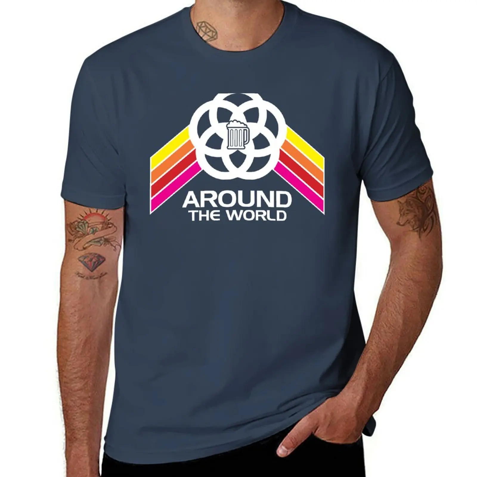

Epcot Drink Around the World - Retro Logo T-Shirt Work Daily Short Sleeve Top