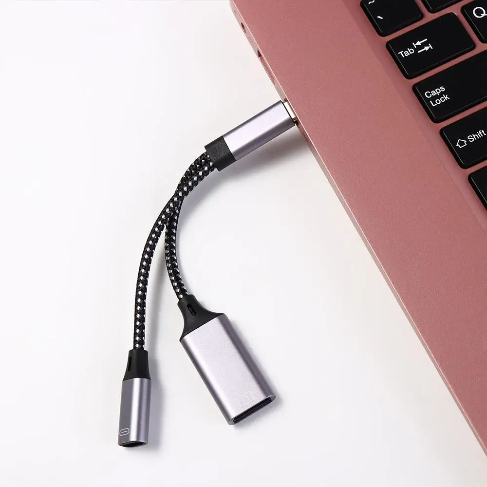 Type C 2 in 1 Type-C To USB a Adapter USB 3.0 Converter Splitter USB C OTG Cable Phone Adapter Data Charging Cable Y Splitter