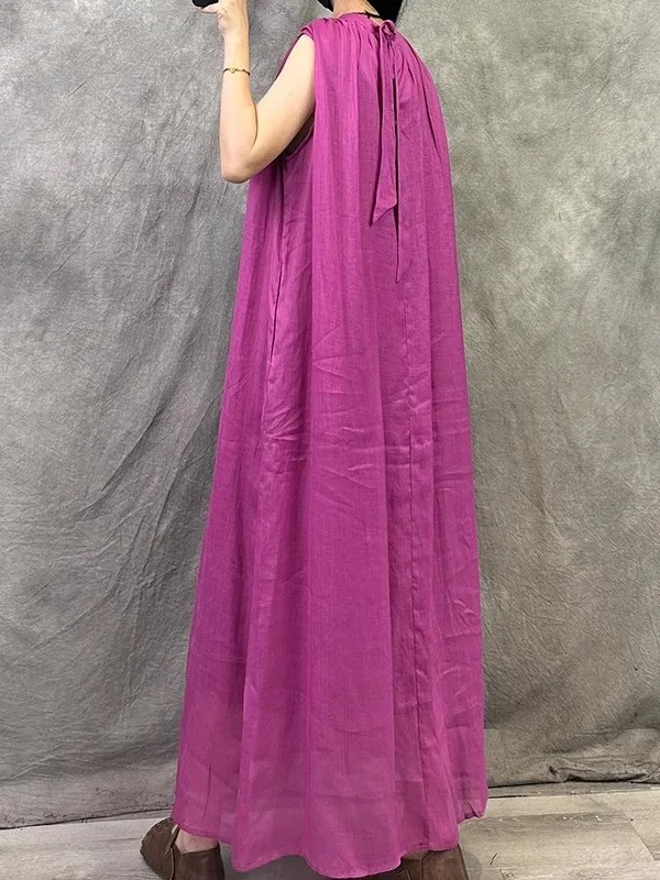 Hohe Qualität Leinen Sommer Neue Sle Vintage Svel Lange Dr Kleid Medium Softn Pendeln Sle Falten Rock Dünne Modell