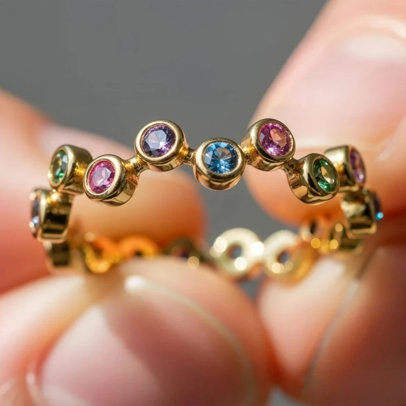 Fashion Dazzle Colored Synthetic Zirconia Golden Handmade Ring for Women Luxury Temperament Daily Dating Commuting Charm Jewelry