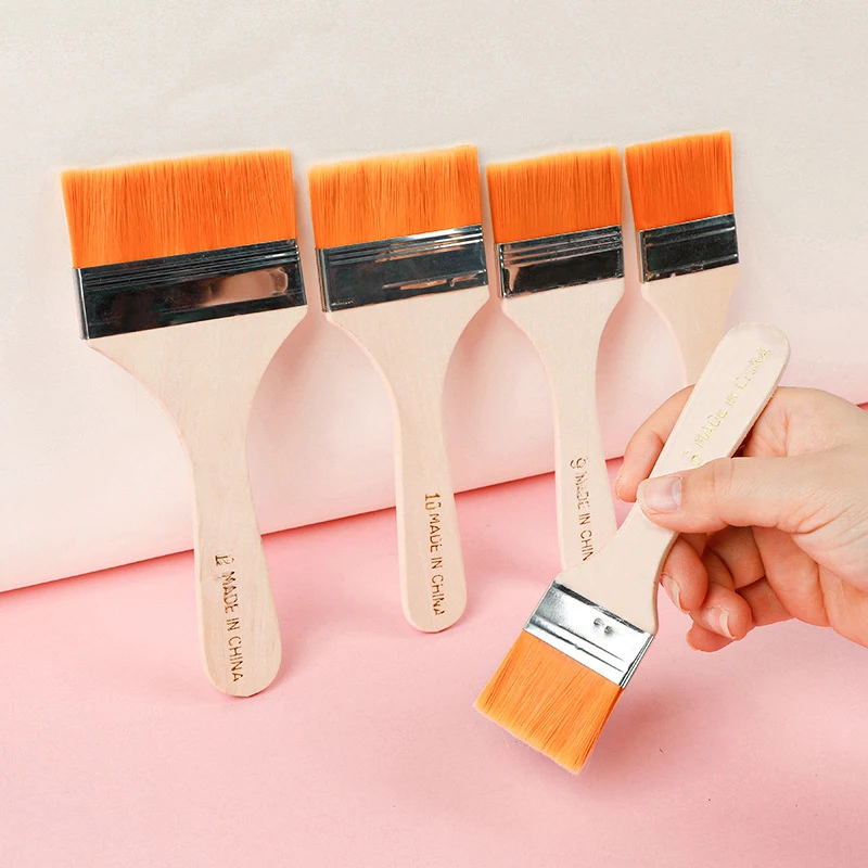 12 Pieces Art Paint Brushes Nylon Synthetic Bristles Wooden Handle Multifunctional For Oil Acrylic Watercolor Creation