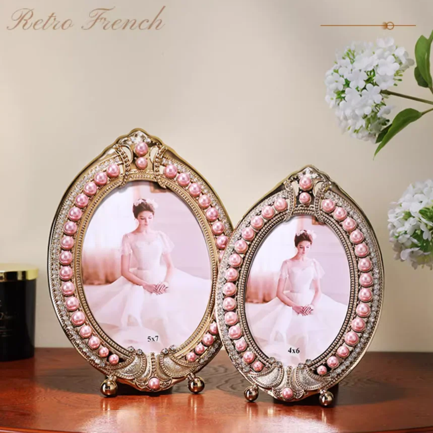 

Europe 6/7/ Inch Oval Golden/Bronze Metal Picture Frame Kpop Stuff Photo Card Holder For Living Room Decoration XY0100