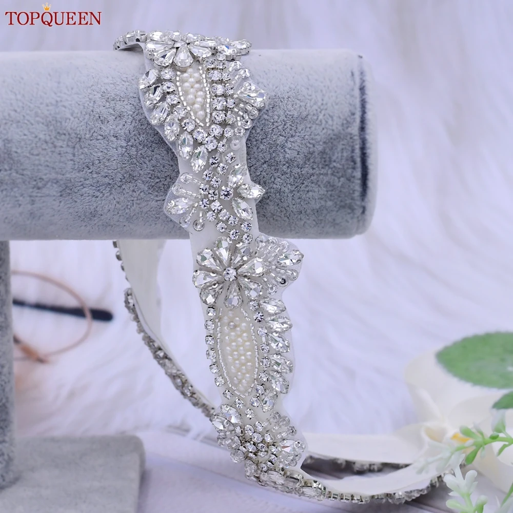 TOPQUEEN-وشاح الزفاف حجر الراين كريستال ، حزام الزفاف ، اكسسوارات فستان الولائم ، حزام الشريط وصيفة الشرف ، حزام فاخر ، جديد ، S481