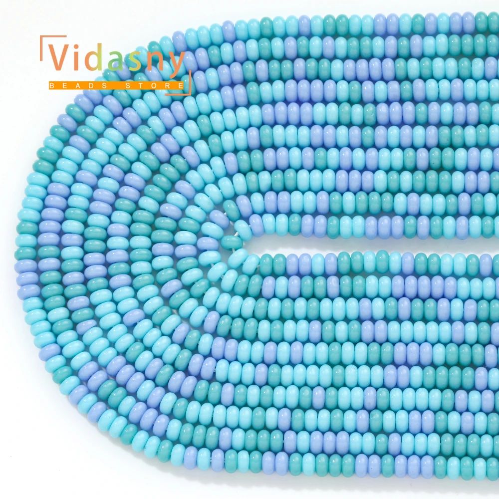 4x2mm Natursteine Lila Seeblau Runde Rondell-Perlen für Schmuckherstellung Passend für DIY Armbänder Halsketten Zubehör – Detail 7