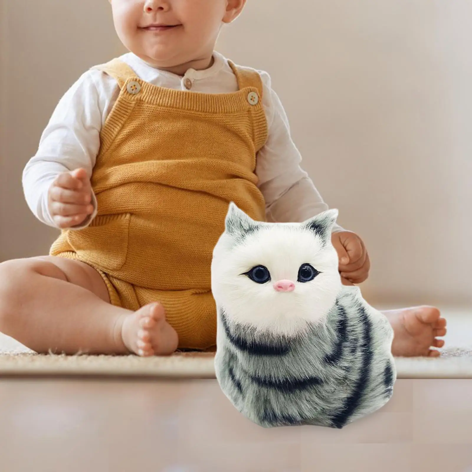 

Sitting Meowing Tail Wagging Electric Plush Toy Cat Interactive Pet Kitty for Birthday Classroom Toddlers Festival Boys Girls