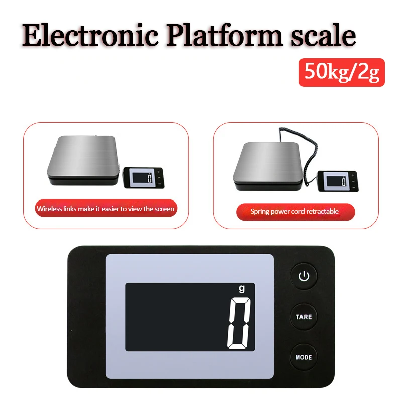 50kg/2g Electronic Platform Scale High-Precision Digital Scale Wired/Wireless Split Scale with Backlight Portable Weighing Tool