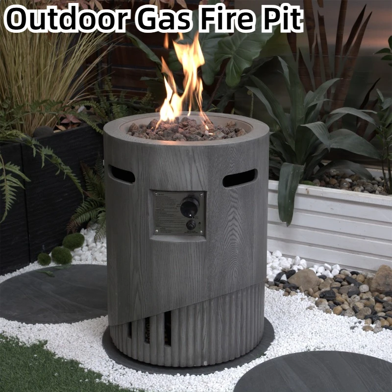 CSA Certified 20 Inch Diameter Round 32000 BTU Outdoor Gas Fire Pit 2.5 Kg Volcanic Stone Rock Patio Fire Pit