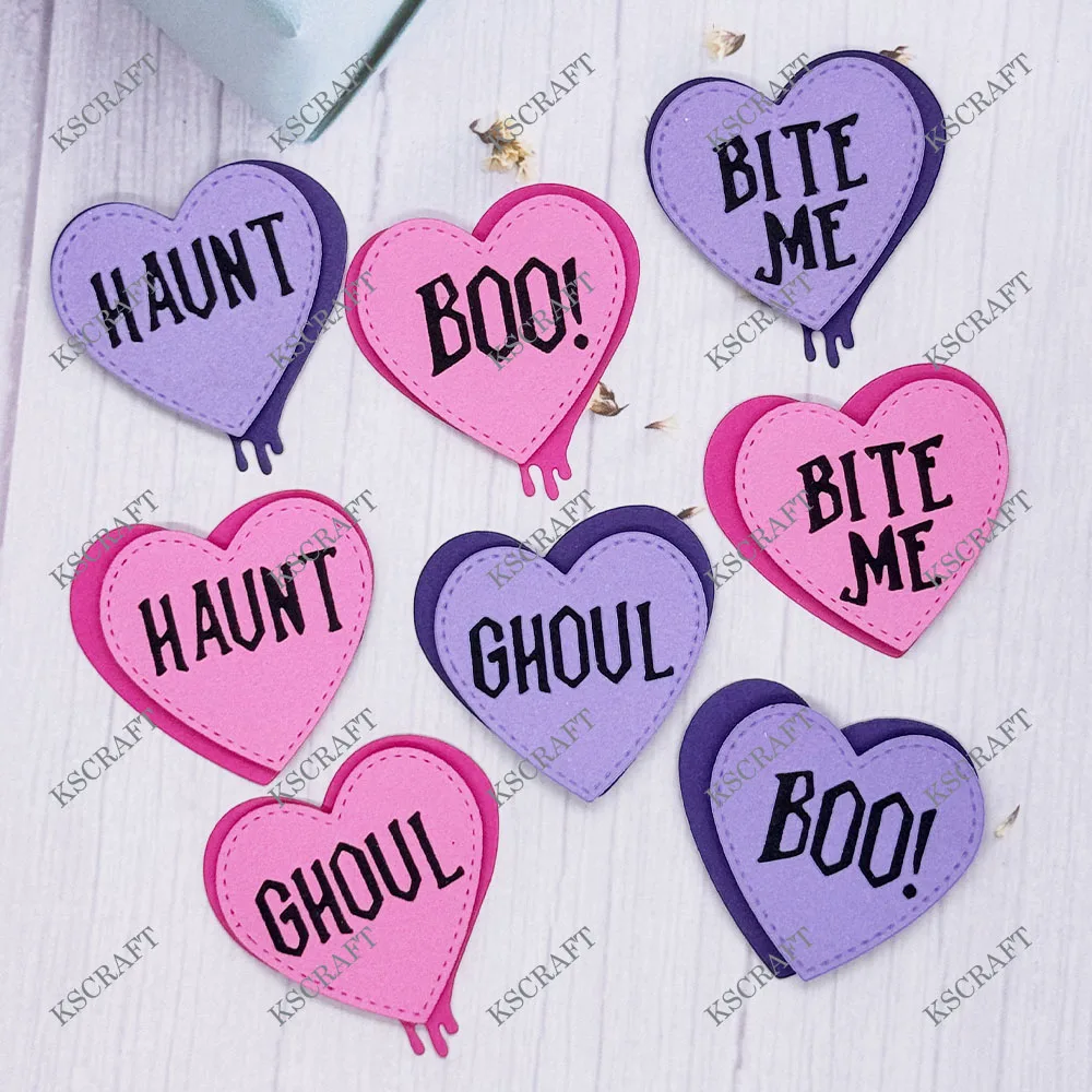 KSCRAFT Halloween Conversation Hearts Cutting Dies Stencils for DIY Scrapbooking Decorative Embossing DIY Paper Cards