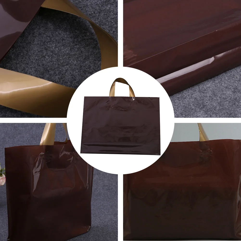 

50pcs Coffee Color Large Size Loop H Shopping Coffee Color Shopping Bag Reusable Strong Large Plastic Bag Grocery Sack