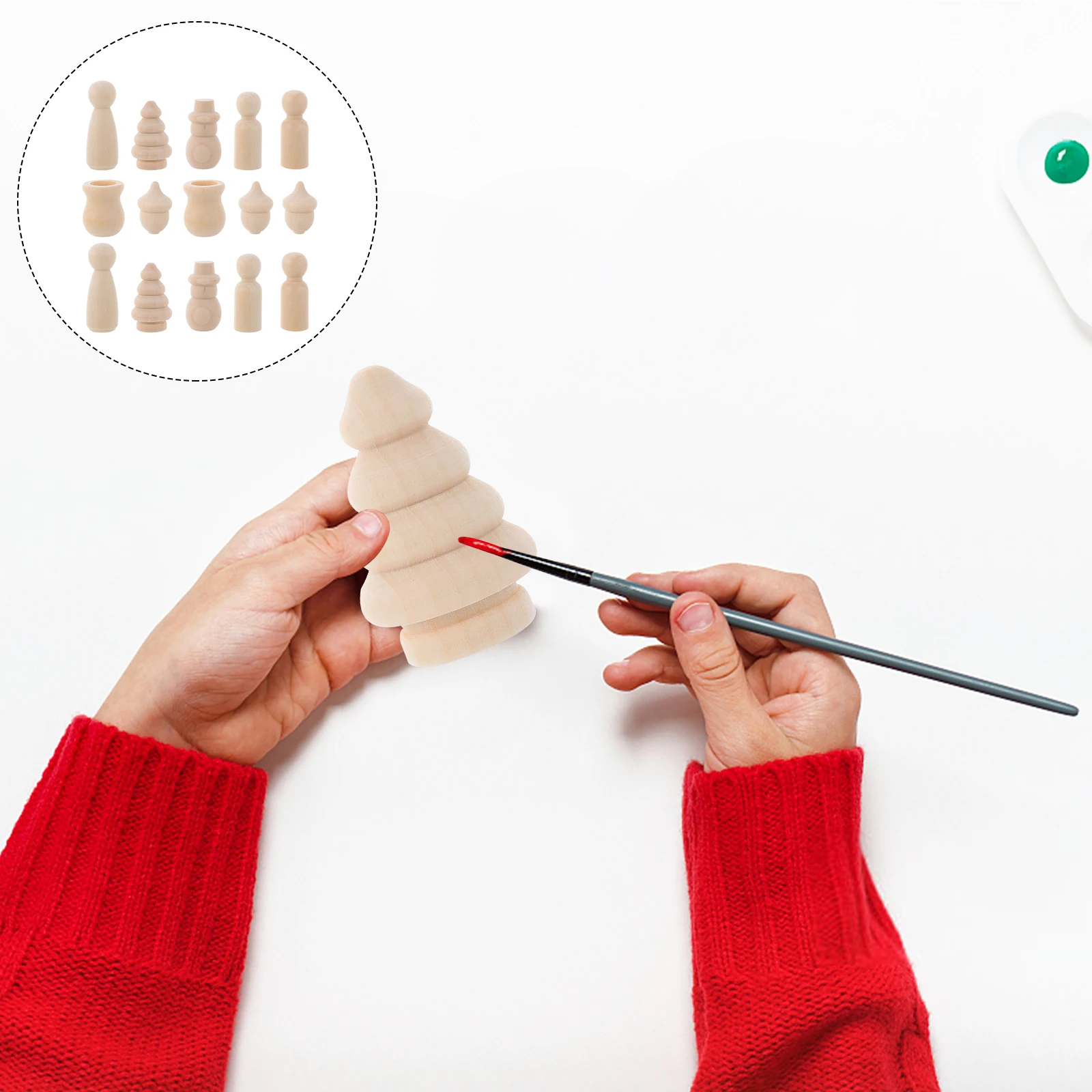 70 قطعة مجموعة خشبية يمكنك صنعها بنفسك تماثيل خشبية غير مكتملة للأطفال مشغولات يدوية ذاتية الصنع إكسسوارات مصنوعة يدويًا