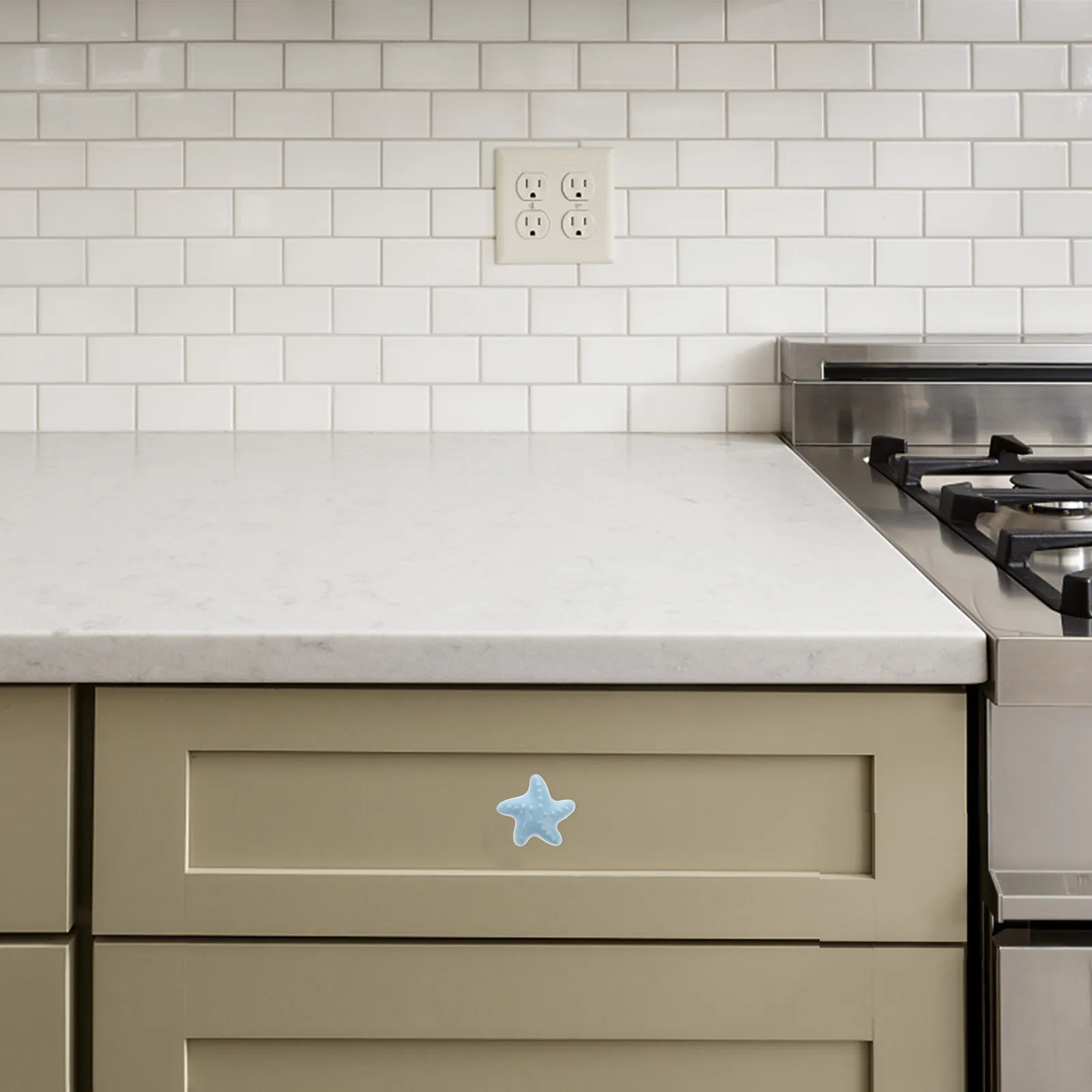 Ceramic Cabinet Knobs Set of 2 Elegant Star Drawer Pulls for Wardrobe Dresser Home Office Bathroom Hotel