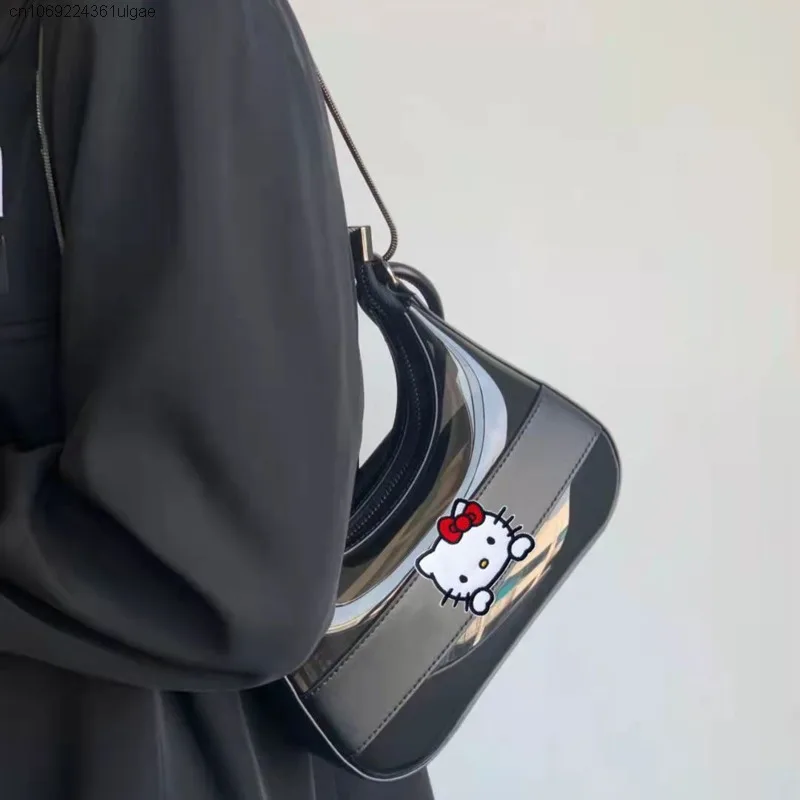 Sanrio Hello Kitty Retro Niche Single Shoulder Crossbody Handbag Women's New Portable Versatile Handbag Fashion Trend Armpit Bag