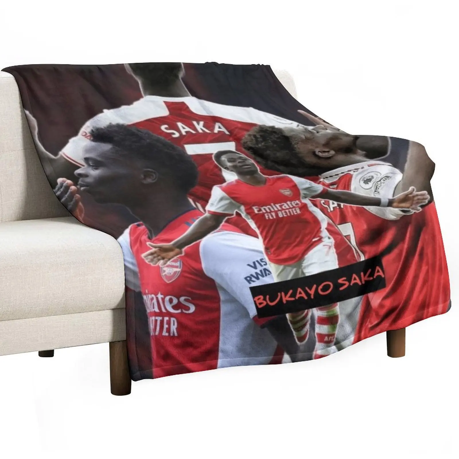 Bukayo Saka Art Throw Pillows Throw Blanket warm winter Moving Blankets