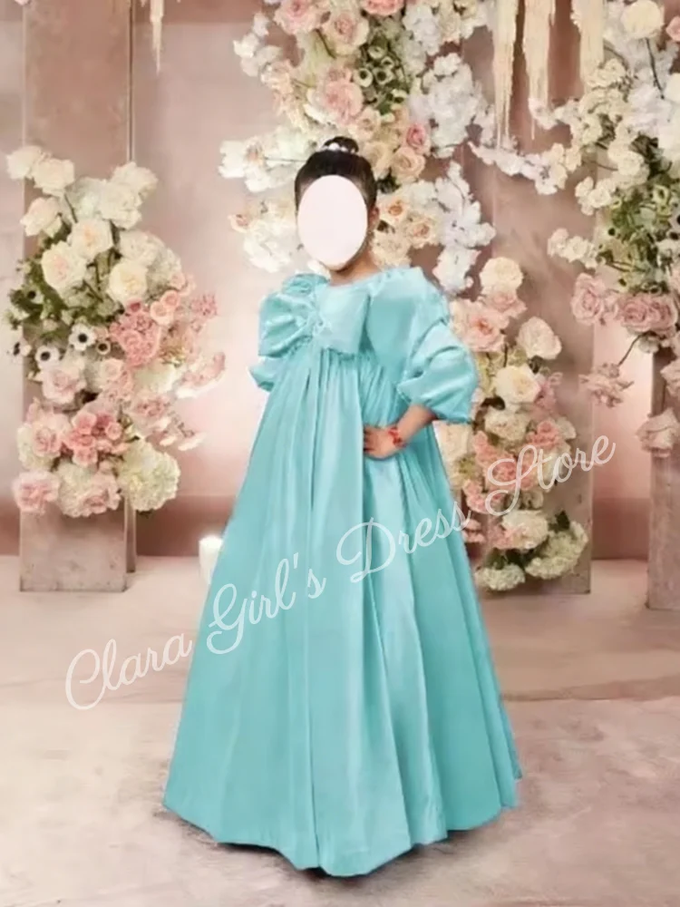 فستان الأميرة فتاة المخملي المكشكش بأكمام بالونية فستان وصيفة العروس مخصص منفوش لحفلات أعياد الميلاد #1