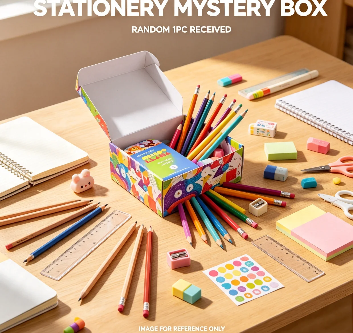 Kids Art Stationery Mystery Blind Box Random Pick, Mixed Crayon Marker Pencil Eraser Sharpener, Back To School Drawing Supplies, Picture For Reference Only