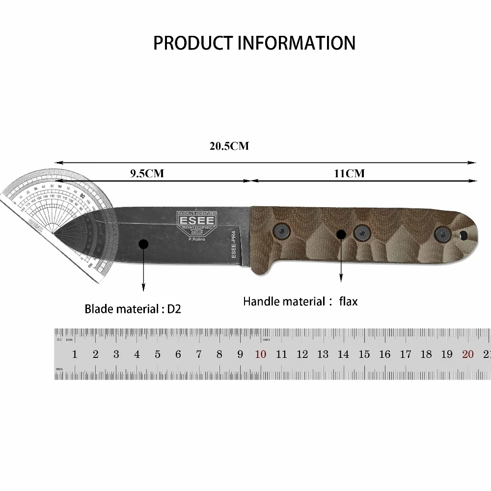 ESEE PR4 Fixed Knife Optional Separate Sheath Wilderness Climbing Trekking Camping Fishing Picnic BBQ Outdoor EDC Cutting Tool - view 6