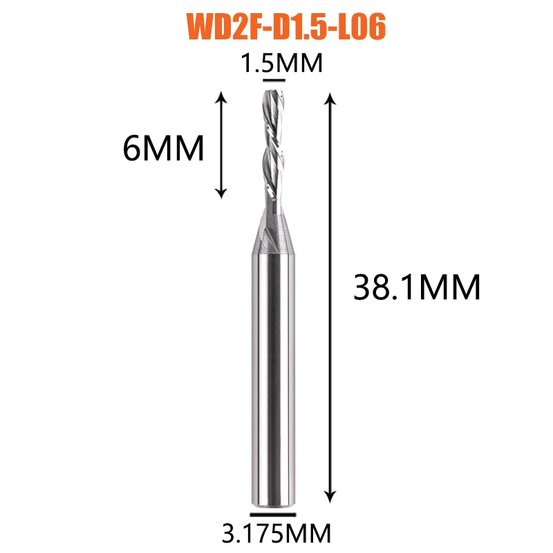 Dreanique 1 st Down cut Spiraal Vhm Frees 1/4 1/2 Schacht 2 Fluiten Houtbewerking End Mill voor Houtsnijwerk Steken
