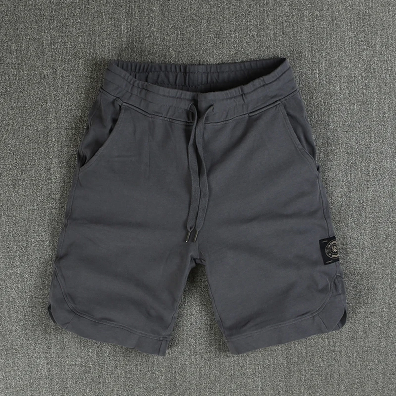 

Men's Cotton Knitted Sporty Shorts High Waist Straight Leg Vintage Trendy Five-Quarter Casual 5-Point Sweat Pants