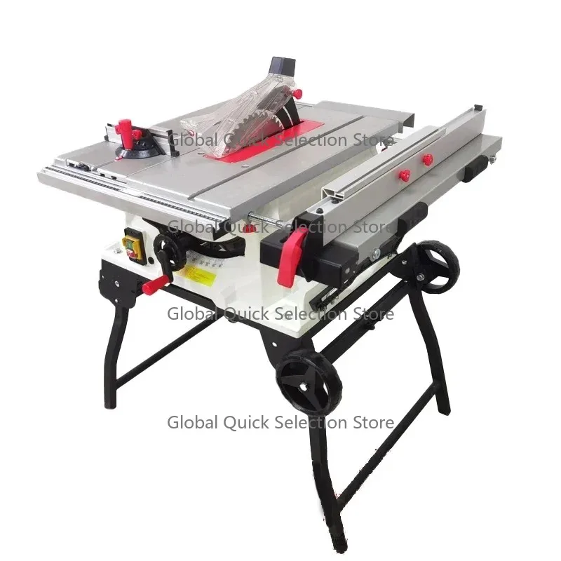 10 Inch Portab-le Folding Woodworking Table Saw Multifunctional Carpentry Workbench with Extend Countertop Moving Wheel Cutter