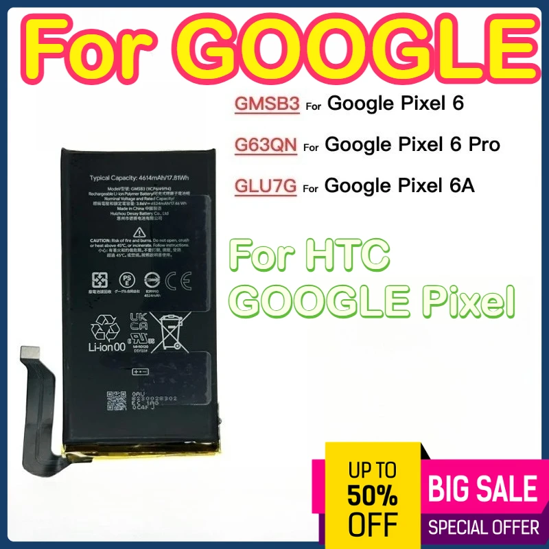 

GMSB3 G63QN GLU7G Replacement Battery For Google Pixel 6 6 pro 6A Rechargeabel Batteries Batteria
