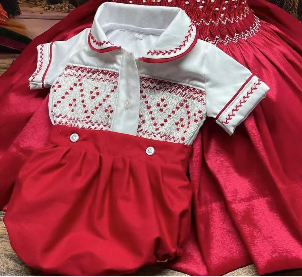 

0-6Y Boy Summer White Smocked Outfit Suit A195
