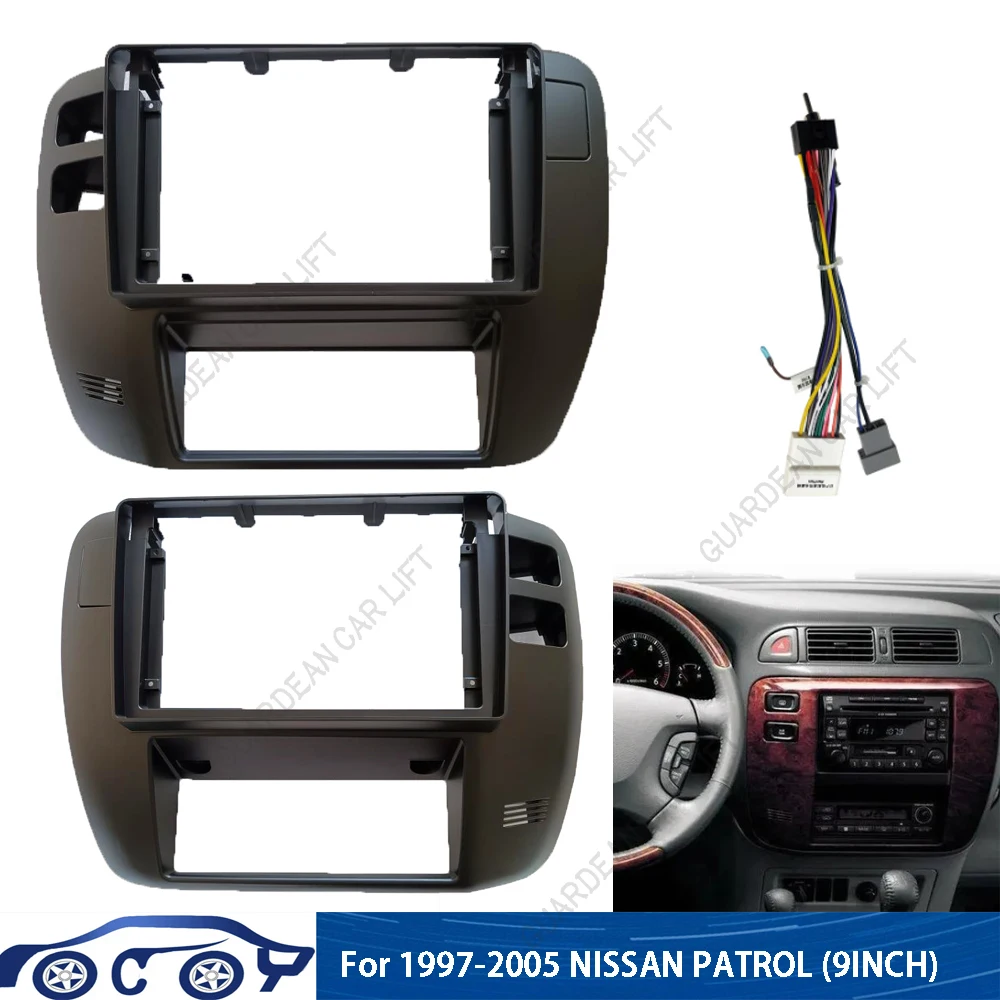 For Nissan Patrol 1997-2005(9Inch) Car Radio Fascias GPS MP5 Android Stereo DVD Player 2 Din Head Unit Panel Dash Frame Trim Kit